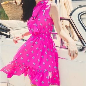 Kate Spade | Hot Pink Silk Hummingbird Dress